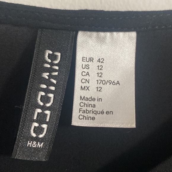 Divided Black Off-the-Shoulder Peasant Style Blouse Size 12 - Picture 3 of 10